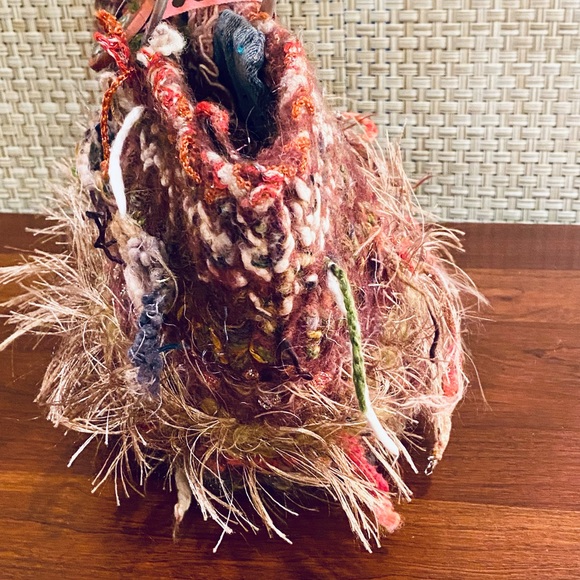 🌟HP🌟VTG 1990s Handmade Ring Handle Chunky Knit Bucket Bag by Miss Chickpea - Picture 10 of 13